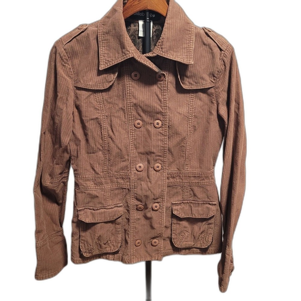 Vintage Billabong Corduroy Safari Jacket Brown Double Breasted Tailored Large‎